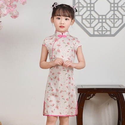 Hangzhou Children Beige Faux Silk Qipao 15002-10