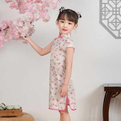 Hangzhou Children Beige Faux Silk Qipao 15002-10