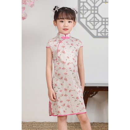 Hangzhou Children Beige Faux Silk Qipao 15002-10