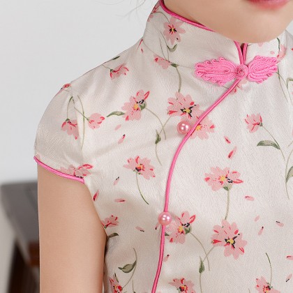 Hangzhou Children Beige Faux Silk Qipao 15002-10