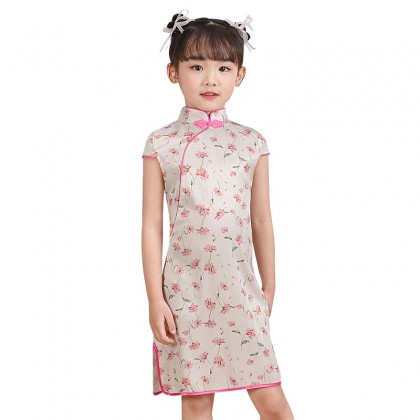 Hangzhou Children Beige Faux Silk Qipao 15002-10