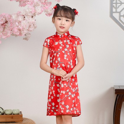 Hangzhou Children Red Faux Silk Qipao 15002-28