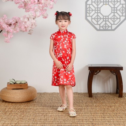 Hangzhou Children Red Faux Silk Qipao 15002-28